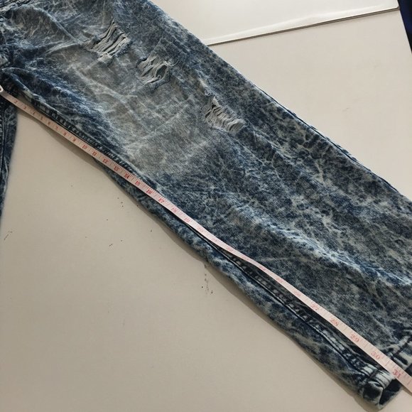 Dash Acid Washed Distressed Mens Blue Jeans 42x32 - Picture 9 of 10